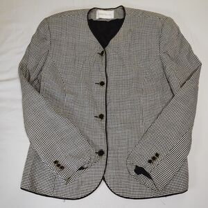 Vintage Barrie Pace Ltd Blazer Black White Houndstooth Blazer Size 16 Old Money